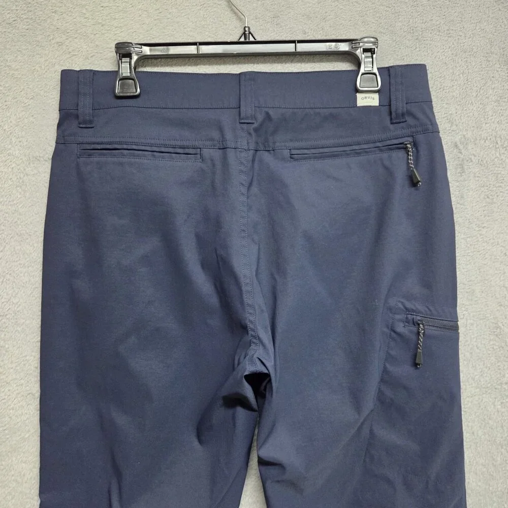 Orvis Tech Pants Men 32x34 Blue Straight Leg Water Repellent Performance Stretch